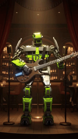 Autobot playing guitar in party