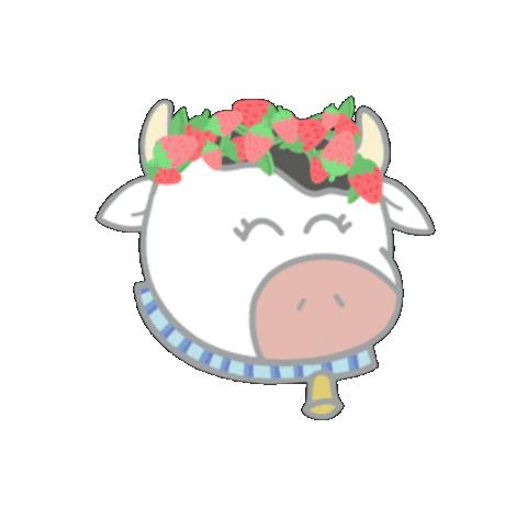 campanitadesigns crown cow strawberry cows Sticker