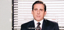 The Office gif. With vacant eyes, Steve Carell as Michael says, “I'm dead inside.”