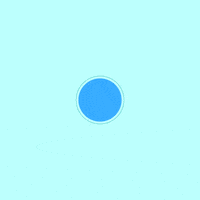 Illustrated gif. Ocean blue circle against a light blue background expanding and contracting, directing your breath. "Inhale," 2, 3, 4, "We will, defeat, Trump, in 24, exhale," 2, 3, 4.