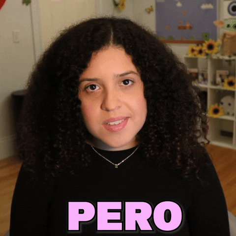 Video gif. Shalymar Rivera Gonzales stares at us seriously and raises her eyebrows while saying, "Pero." 