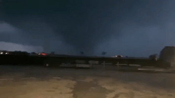 Lightning Flashes as Possible Tornado Swirls in North Texas