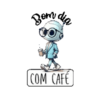 aduanstudio cafe bomdia robo bomdiacomcafe Sticker