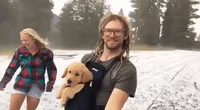 Man in Alpine Meadows Takes Puppy Skiing for the First Time