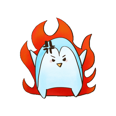 penguindodo giphygifmaker angry fire penguin Sticker