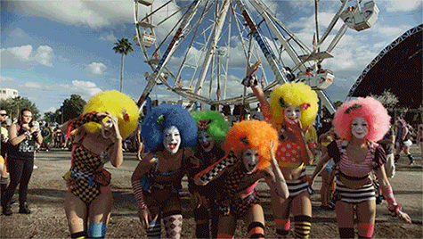 insomniacevents giphyupload florida music festival clowns GIF