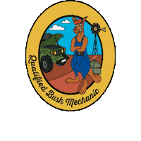 CruzinCo cartoon aussie kangaroo mechanic Sticker