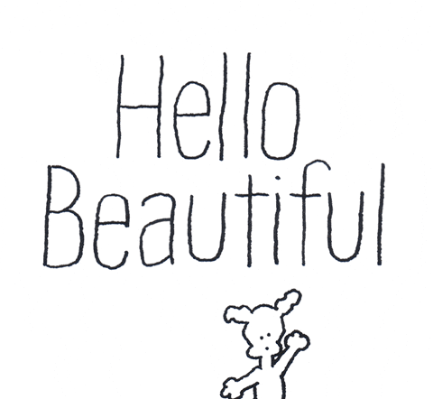 Animated gif of a waving dog saying Hello Beautiful