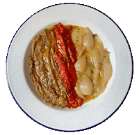 foodbabyny food eggplant onions red pepper Sticker