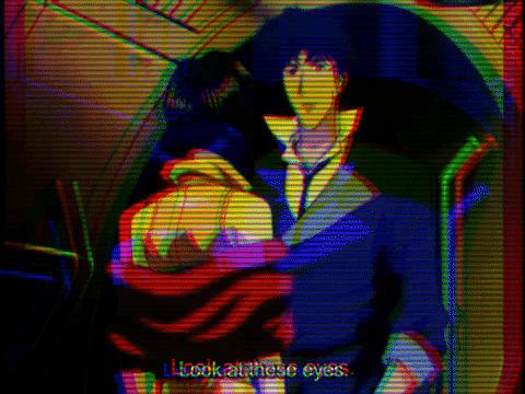 cowboy bebop; eyes; rosa; accidente ;crash GIF