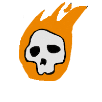 robotoyo fire skull skateboard 2d Sticker