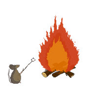 samburosmakesstuff camping mouse campfire marshmallow Sticker