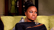 Reality TV gif. Phaedra Parks on Real Housewives of Atlanta rolls her eyes back as far as they will go.