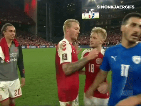 simonkjaergifs giphygifmaker hugs kjaer herrelandsholdet GIF