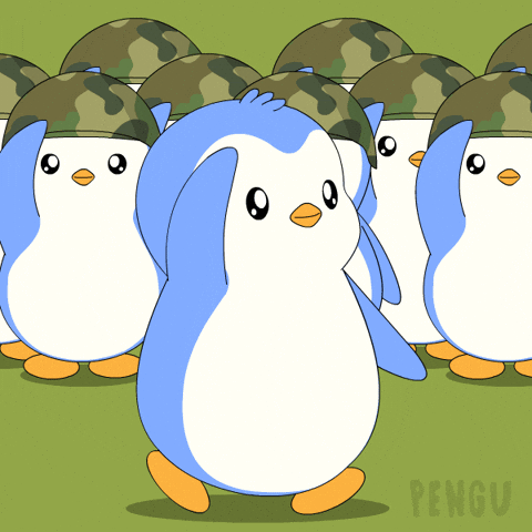 Saluting War GIF by Pudgy Penguins