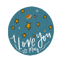 lettersbykaty love stars i love you moon Sticker