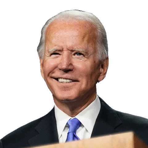 Political gif. Wisenheimer Joe Biden smiles, his eyes turning into a red glow, then shooting lasers as he chuckles.