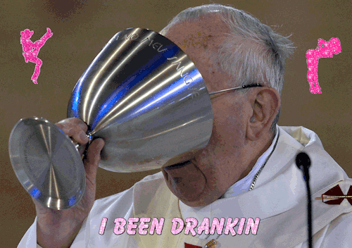 pope francis drinking GIF