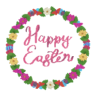 Easter Bunny Flowers Sticker