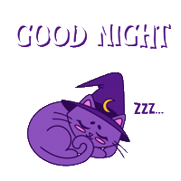 Tired Good Night Sticker by Spooks The Cat
