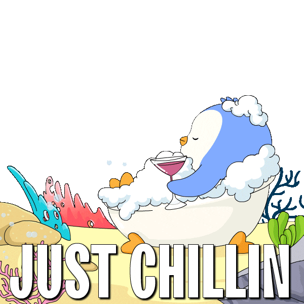 Chilling Hot Spring Sticker by Pudgy Penguins