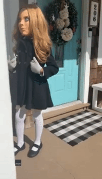 Young Boy Scares Neighbor With Haunting M3GAN Halloween Costume