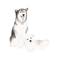 Dogs Cuddles Sticker by Andrea Caceres