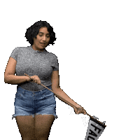 Digital art gif. Young woman raising a pennant that says "fact," to magically reveal a message. Text, "States under Republican control have the highest murder rates. Democrats are the safe vote."