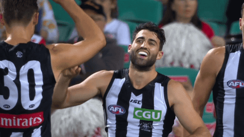 #collingwood #collingwoodfc #collingwoodmagpies #magpies #alexfasolo #goalcelebration #highfives GIF by CollingwoodFC
