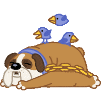 Tired Fat Dog Sticker by Iconka.com