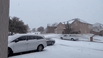 Snow Comes Down on Fort Worth