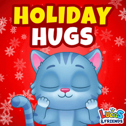 Merry Christmas Hug GIF by Lucas and Friends by RV AppStudios