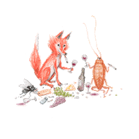 Bon Appetit Fox Sticker by Maison Kitsuné
