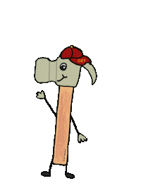 GETMessebau hi mascot hammer winken Sticker