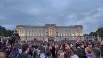 Crowds Gather At Buckingham Palace For The Queen