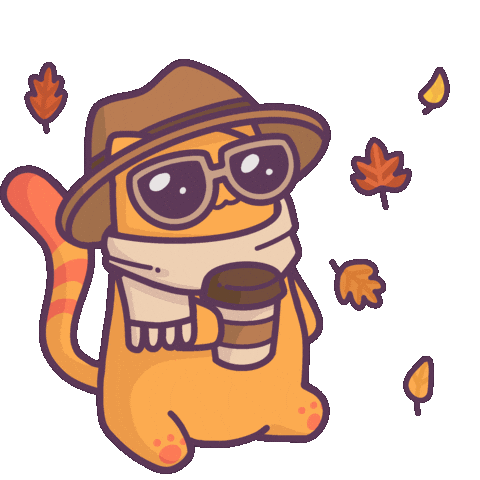 Pumpkin Spice Latte Cat Sticker by Castaways