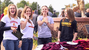 gannonu happy excited college waving GIF