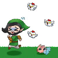 TikiiCherry running chicken link pig Sticker