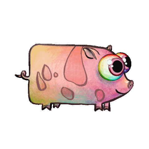 Adventures_with_Goober rainbow silly pig goofy Sticker