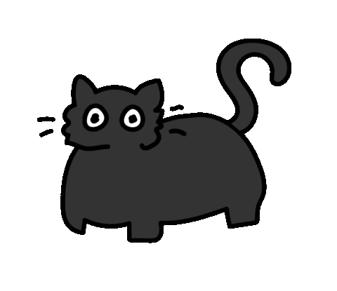 Black Cat Hello Sticker by TeaBag