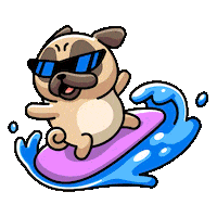 Surfs Up Dog Sticker by Pugs