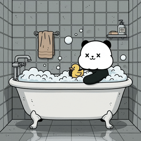 Rubber Duck Bathtub GIF by Kanpai Pandas