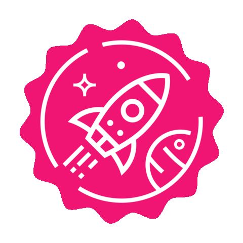 pink rocket Sticker by Bottletop