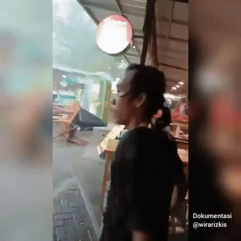Strong Winds Blow Off Restaurant's Roof in Jakarta