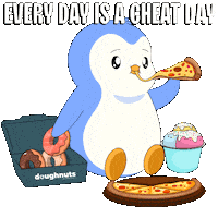 Pizza Eating Sticker by Pudgy Penguins