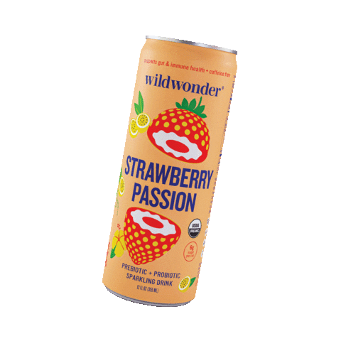 drinkwildwonder giphyupload organic strawberry probiotic Sticker