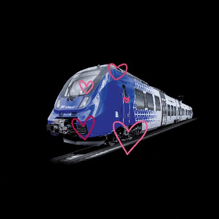 vlexx giphygifmaker love hearts train GIF
