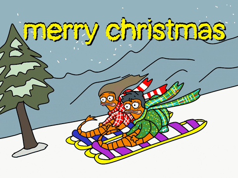 Sledding Merry Christmas GIF by shremps
