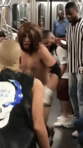 "Stone Cold" and "Triple H" Wrestle on NYC Subway
