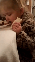 Bacon or Sleep? Little Girl Tries to Stay Awake to Eat Sandwich